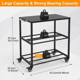 Demao 3D Printer Filament Storage Rack Black,3-Tier Metal 3D Filaments Organizer Shelf with Wheels,Holds up 40×1kg Spools&Small 3D Printer-Suitable for Offices, Home & Studios