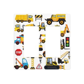 Cartoon Kids Car Truck 2 Gang Double GFCI Rocker Rocker/Decorator Light Switch Cover Decorative Outlet Wall Plate Electrical Faceplate Screwless