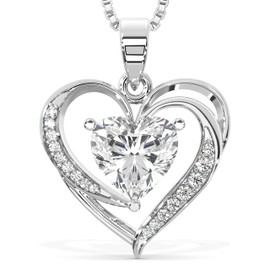 SOFYRIA Silver Moissanite Heart Necklace for Women, 2ct Romantic Jewelry Gift, Sparkling Pendant for Wife, Girlfriend, Mom – Birthday, Anniversary, Wedding, Mother’s Day Gift