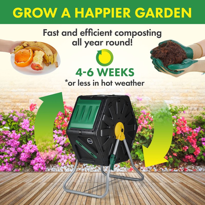 Miracle-Gro Compost Tumbler Single Chamber – Easy-Turn Composter Tumbler Outdoor