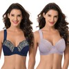 Curve Muse Women's Plus Size Unlined Underwire Lace Bra with