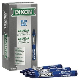 Dixon Industrial Round American Marking Crayons, Blue, Pack of 12 (05000)
