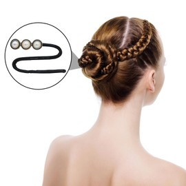 Andiker Bun Maker, Pack of 2 Hair Bun Maker, Flexible Hair Bun Shaper with Beads, Magic Hair Bun Maker with Built-in Metal Band for Women DIY Hair Styling (A)