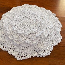 kilofly 14 pcs Cotton Crochet Doilies 11-30 cm Handmade White Beige Placemats