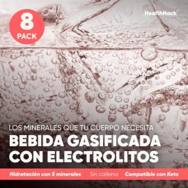 Bebida Gasificada Con Electrolitos, 0 Azúcar 0 Cafeína 0 Calorías, Hidratación Y Recuperación Física, Fresa Kiwi 8 Pack 355 Ml, Endulzado Con Monk... 