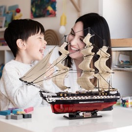 Sluban Frigate Military Building Blocks Toy, Educational Learning Construction Toys Set - 1:170 USS Constitution Sailing Frigate Ship Model for Kids Boys Grils Ages 6 and up (1118 pcs)