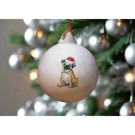 Image Industry Pug Ceramic Bauble - Tree Decoration - Christmas Decorations Dog Gift - Dog Lovers