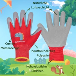 ZWERKZEUG 3 Pairs Kids Work Gloves with Natural Latex Layer and Stretchy Fabric, Kids Protective Gloves with Palm Coating, Rubber Coated Work Gloves, Multi-Colour