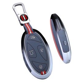OTMIK Gradient Black And White Zinc Alloy Car Key Cover Cases fit for Hyundai Kona Ev Grandeur GN7 IONIQ 6 2024 2025 Keychain Accessories (5 Buttons)