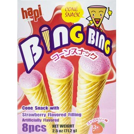 Hapi Bing Bing Cone Snack with Strawberry Flavored Filling, 2.51 Ounce