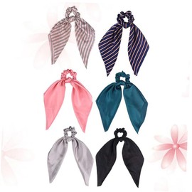 FOMIYES 6pcs Solid Print Bowknot Hair Bands Stylish Ponytail Holders Elegant Ties for Women Girls Match