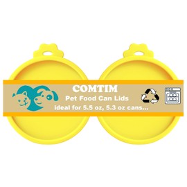 Comtim Cat Food Can Covers Lids for 5.5 oz Cans, 2 Pack Silicone Cat Food Can Lids for 5.5 oz 5.3 oz Cans...Pet Food Can Covers Reusable Can Toppers Savers for Wet Food (Yellow)