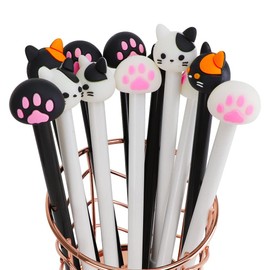 12 Pcs Cute Pens, Black Pens Cat Themed, Cute Stationery Sets Kawaii, Gel Pens Black Ink, Cat Gifts for Women, Cat Pens for Girls,School Supplies,Kids Party Bags(Cat A)