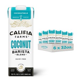 Califia Farms - Coconut Barista Blend Coconut Milk, 32 oz (Pack of 6), Shelf Stable, Dairy Free, Plant Based, Vegan, Gluten Free, Non GMO, Creamer