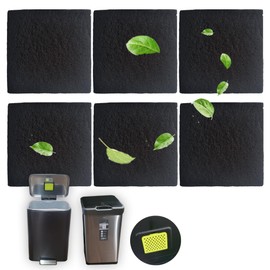 PurifyLogix Activated Charcoal Filters for EKO Trash Can, Odor Absorbing Filter Refills Compatible with EKO Step and Touchless Trash Cans with Built-in Filter Compartment, Square (Pack of 6)