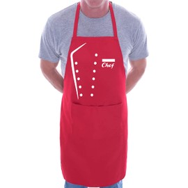 Print4U Chef Funny Apron Novelty Baking BBQ Cooking BBQ with 2 Pockets Red