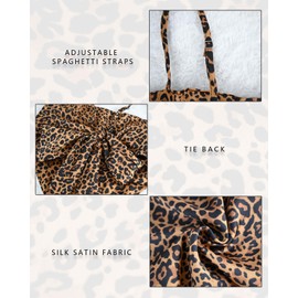 Women's Boho Paisley Print Satin Bandana Top Hanky Hem Tie Back Adjustable Spaghetti Strap Cami Tube Tops Leopard