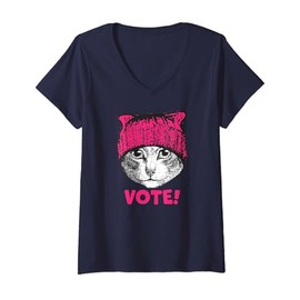 Womens CHILDLESS CAT LADIES VOTE PUSSYHAT CAT VOTE V-Neck T-Shirt