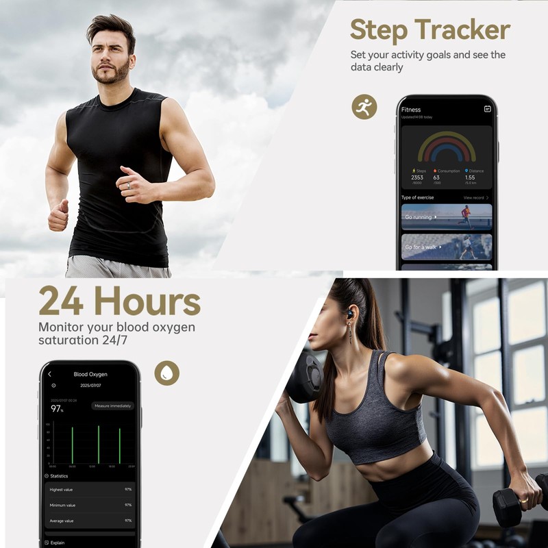 WNRTSA Smart Ring for Women & Men, Fitness Tracker with