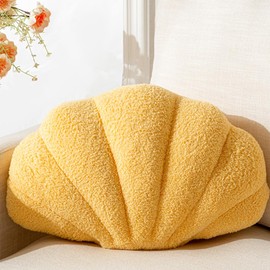 XIAIJIA XIAIJIA Seashell Throw Pillows Shell Shaped Pillow Yellow Sea Shell Pillows for Bed Seashell Decorative Pillow Soft Plush Pillow Sea Couch Decoration(13 X 10 inch)