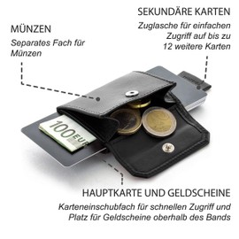 Jaimie Jacobs Nano Boy FC Bayern Munich Edition Small Purse Textile Drawstring 13 Cards Notes Coins, black, Leather coin compartment