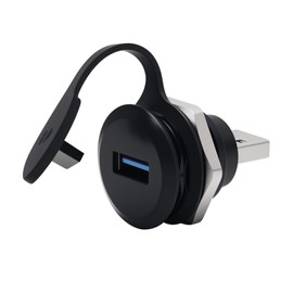 QINJOOELC USB3.0 Threaded Fixing Adapter USB 3.0 Male to Female Waterproof Round Converter for Data Transfer & Charging
