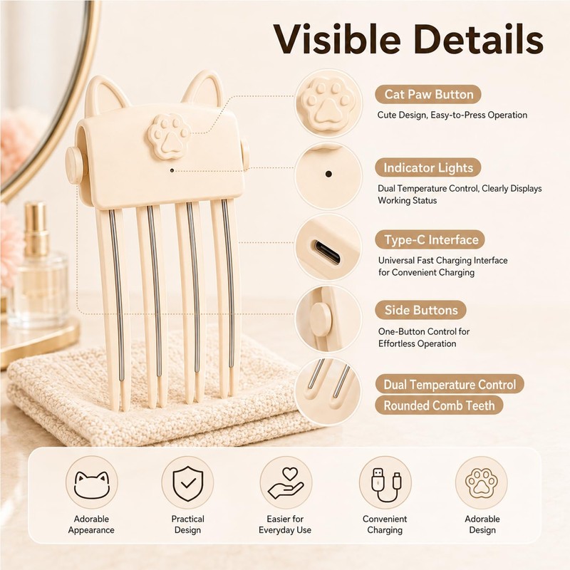 Cordless Electric Hair Volume Clip,Wireless Heated Volumizing Rroot Lift Clip