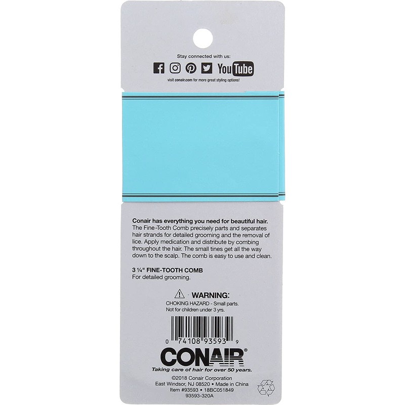 Conair Styling Essentials Extra Fine Tooth Comb 1 ea (Pack