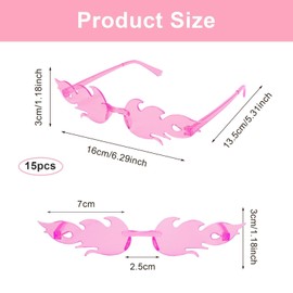 Minnhua Pack of 15 Flames Sunglasses Flames Glasses Festival Sunglasses Rave Funny Sunglasses Party Sunglasses Hippie Glasses Party Glasses Fire Sunglasses Colourful Glasses