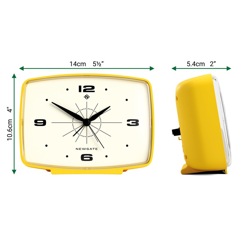 NEWGATE ® Brooklyn Alarm Clock | Rectangular Design | Lemon