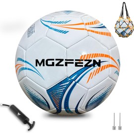 MGZFEZN Youth Soccer Ball Size 4, Kids Outdoor Play Game Training Practice Soccer Ball for Teen Boy Girl Indoor Outdoor with 1 Pump 1 Net Bag and 1 Gift Box White