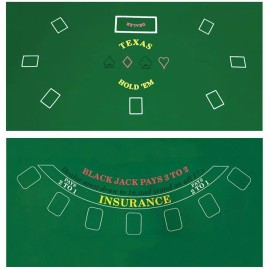 36x72" Texas Holdem Poker & Blackjack Game Table Felt Layout Mat, (Discounted)