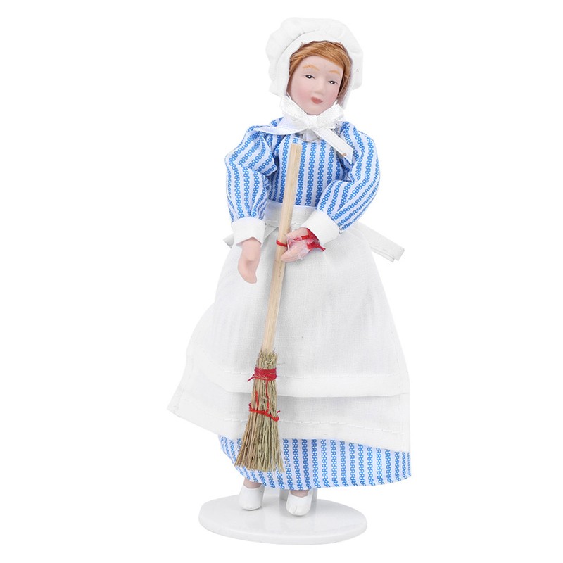 Dollhouse Miniature Porcelain Doll Model Ornament Doll Chef Man Servant