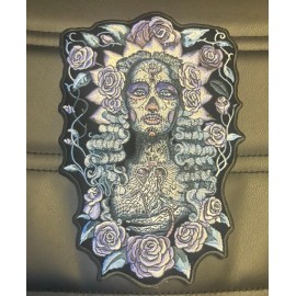 DIA DOS MUERTOS LARGE IRON ON BIKER PATCH 10X7 INCH