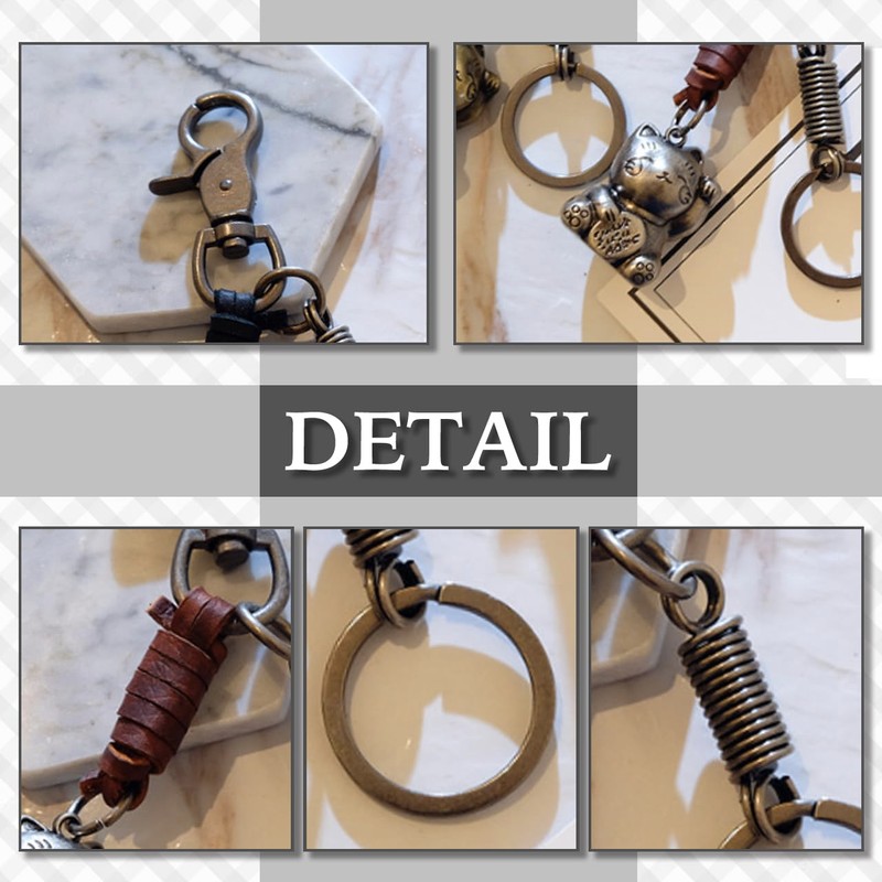 [クロム クレイン] キーホルダー キーリング チャーム 鍵 ネコ 招き猫 レザー おしゃれ