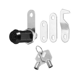 PATIKIL - Cerraduras de gabinete negras de 1-1/8 pulgadas con llaves plateadas, 1 paquete de cerradura de aleación de zinc, cilindro de cerradura de caravana, con llave similar para gabinete, RV,