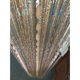 HYSENM Soft Balls String Curtains 39"X79" Fringe Window Panel Fly Screen Room Dividers Curtain for Door Doorways Windows Living Room Bedroom Wedding Party Hotel Restaurant, Beige 39"X79"