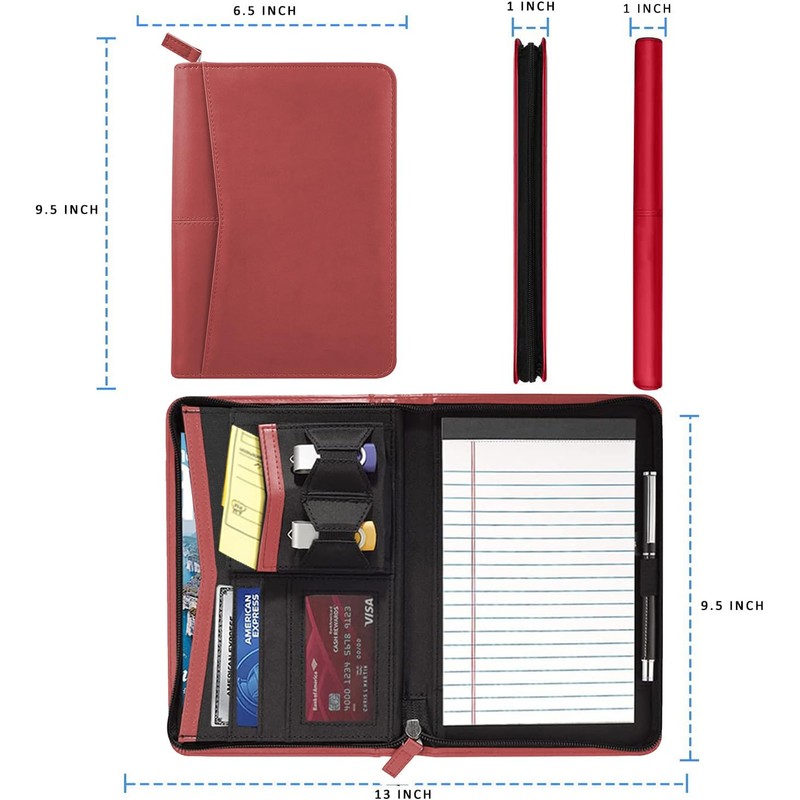 Gorbado Small Portfolio Organizer, A5 Zippered Business Portfolio, Junior Padfolio