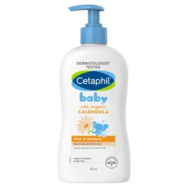 Cetaphil Baby Calendula Wash and Shampoo 400ml, for Baby's Sensitive Skin, Tear Free, Gently Cleanses from Head to Toe, Contains Calendula and Aloe Vera, Dermatologist Tested