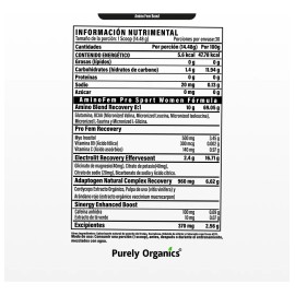 AminoFem Boost Aminoácidos para Mujer con Cafeína | 30 Servicios | Sabor Ponche de Frutas | Purely Organics