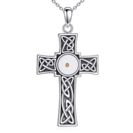 AINFQY Celtic Cross Necklace for Women Mustard Seeds Cross Pendant 925 Sterling Silver Faith Jewelry Gift