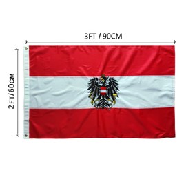 Austrian Flag with Eagle 60 x 90 cm - Austria Flag with Brass Eyelets 210D Nylon Material with Stitched Stripes Premium Flags Austrian Flag