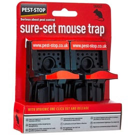 Pest-Stop PSSPT Sure-Set Plastic Mouse Trap, Black, 4.53 in*4.49 in*2.56 in