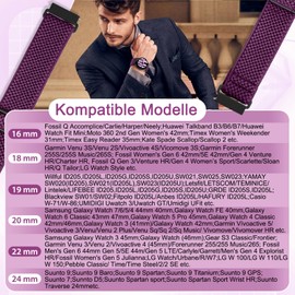 TumpCez Elastic Watch Straps, 16 mm, 18 mm, 19 mm, 20 mm, 22 mm, 24 mm, Quick Release Nylon Strap, Adjustable, Breathable Sports Bands, Replacement Strap for Men and Women, For white, pink, purple,