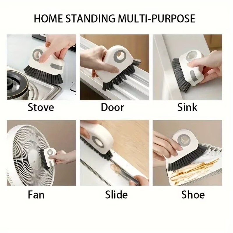 2-in-1 Window Track Cleaning Brush with Built-In Scraper – Handheld
