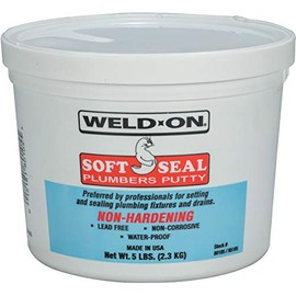 WELD-ON 80105 Soft Seal Stain-Free Plumber's Putty - Lead-Free, Non-Corrosive, and Waterproof, 5 Pounds