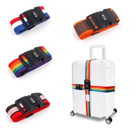 Kofferbänder,koffergurte 4 stück, kofferband auffällig, Luggage Strap with Combination Lock, Adjustable Luggage Strap Strap, Luggage Strap