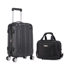 Rockland Hardside Expandable Luggage with Spinner Wheels with Matching Softside Tote, Black