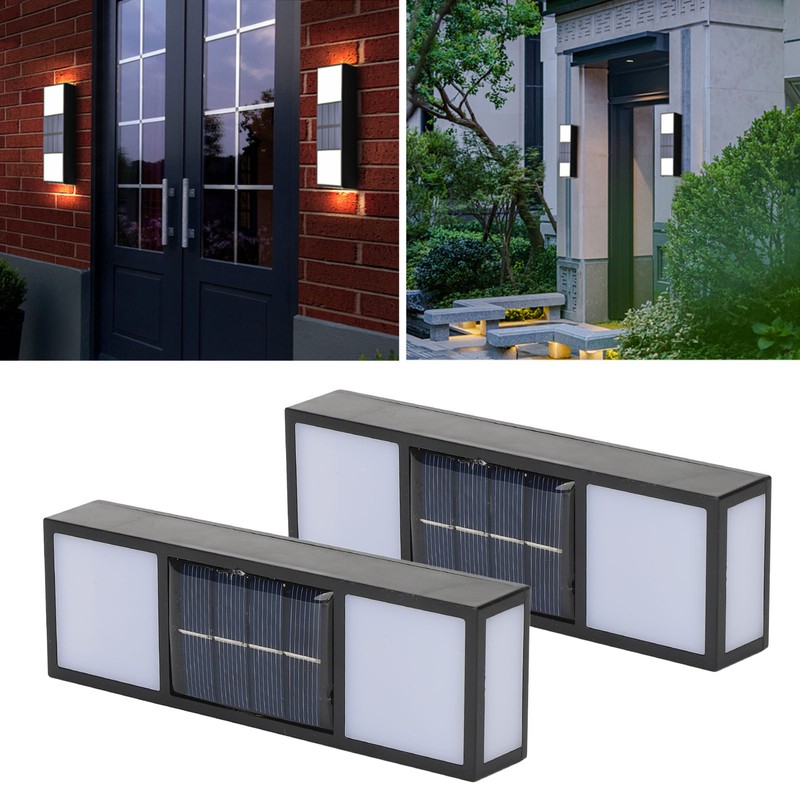 2 Sets Solar Wall Lamp IP65 Protection Grade Bidirectional Multifunctional