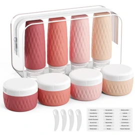 kuangre 8 Pack Travel Bottles for Toiletries - 3 OZ / 90 ML, | Leak Proof Silicone Containers with Clear Bag, Travel Size Toiletries for Lotions, Creams, Foundation, Shampoo, body wash and More |